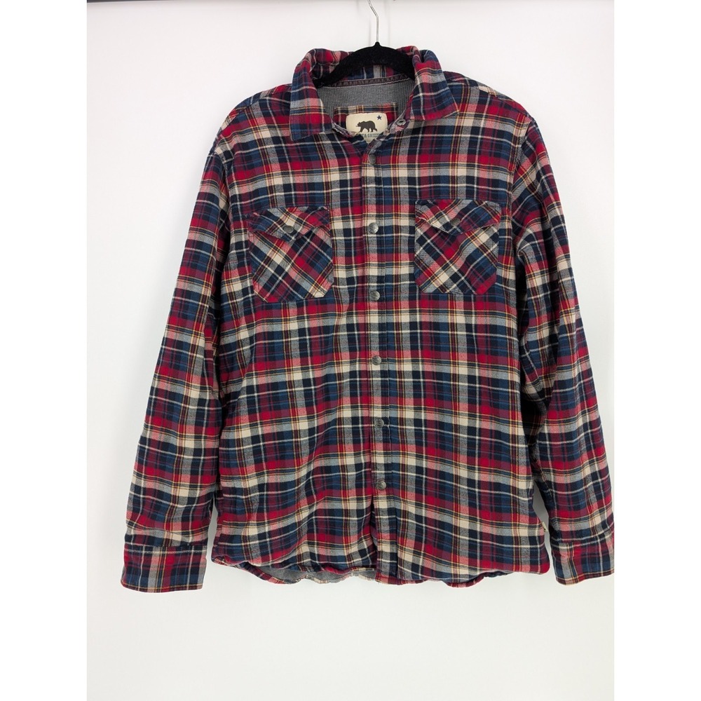 Dakota Grizzly Red Blue Gray Thermal Lined Flannel Size Large